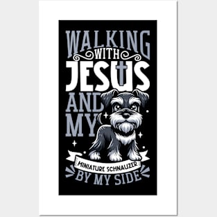 Jesus and dog - Miniature Schnauzer Posters and Art